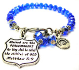 Blessed Are The Peacemakers For They Shall Be Called The Children Of God Matthew 5:9 Splash Of Color Crystal Bracelet