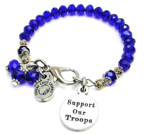 Support Our Troops Splash Of Color Crystal Bracelet