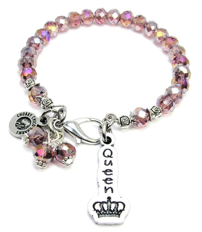 Queen Long Tab With Crown Splash Of Color Crystal Bracelet