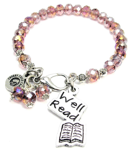 Well Read With Open Book Splash Of Color Crystal Bracelet