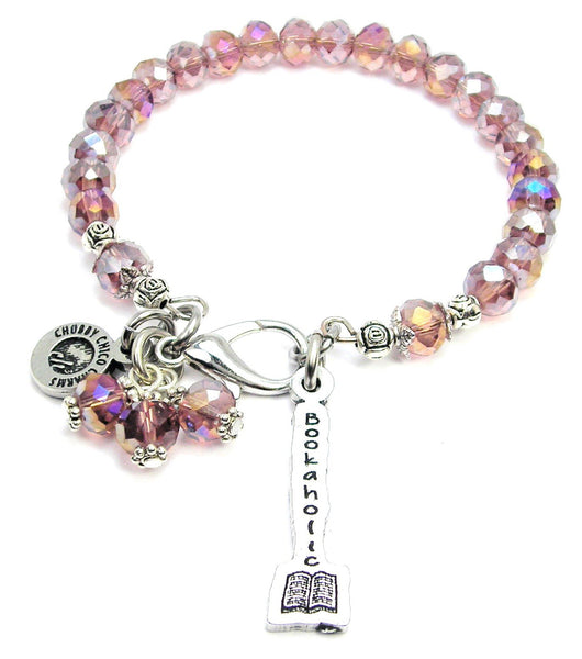 Bookaholic Long Charm With Open Book Splash Of Color Crystal Bracelet