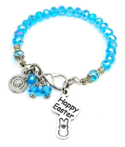 Happy Easter With Little Marshmallow Bunny Splash Of Color Crystal Bracelet