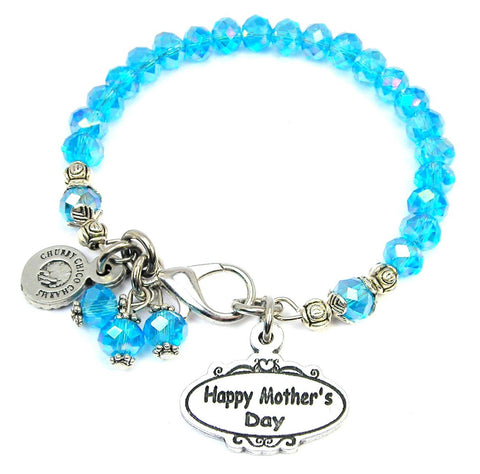 Happy Mother's Day Oval Splash Of Color Crystal Bracelet
