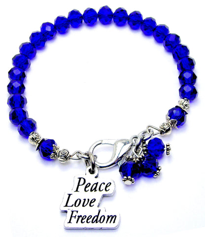Peace Love Freedom Ukraine Splash Of Color Crystal Bracelet