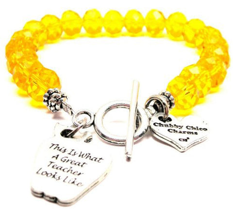 This Is What A Great Teacher Looks Like,  Teacher Charm,  Teacher Bracelet,  Teacher Jewelry,  Teacher Gifts,  Crystal Bracelet,  Toggle Bracelet