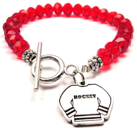 Hockey Jersey,  Hockey Charm,  Hockey Bracelet,  Hockey Jewelry,  Crystal Bracelet,  Toggle Bracelet