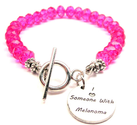 I Love Someone With Melanoma,  Melanoma,  Melanoma Charm,  Melanoma Bracelet,  Melanoma Jewelry,  Medical Bracelet,  Crystal Bracelet,  Toggle Bracelet