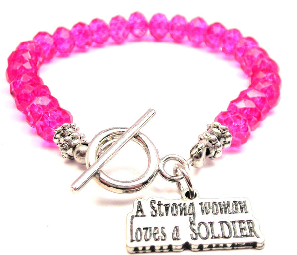 A Strong Woman Loves A Soldier,  Soldier Charm,  Soldier Bracelet,  Soldier Jewelry,  Military Charm,  Military Bracelet,  Military Jewelry,  Crystal Bracelet,  Toggle Bracelet