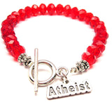 Atheist,  Atheist Charm,  Atheist Bracelet,  Atheist Jewelry,  Crystal Bracelet,  Toggle Bracelet