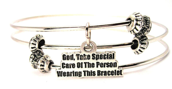 God, Take Special Care Of The Person Wearing This Triple Style Expandable Bangle Bracelet