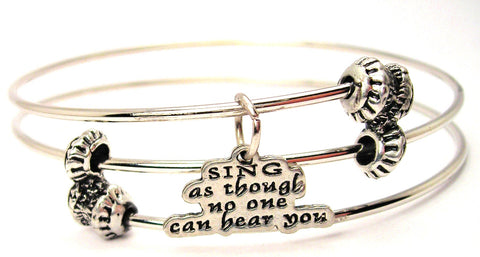 Sing As Though No One Can Hear You Triple Style Expandable Bangle Bracelet