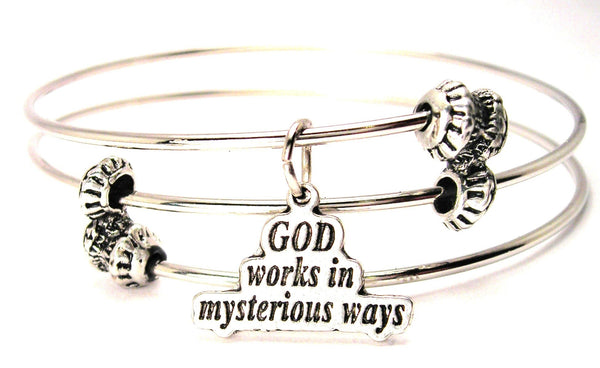 God Works In Mysterious Ways Triple Style Expandable Bangle Bracelet