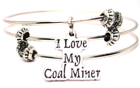 I Love My Coal Miner Triple Style Expandable Bangle Bracelet