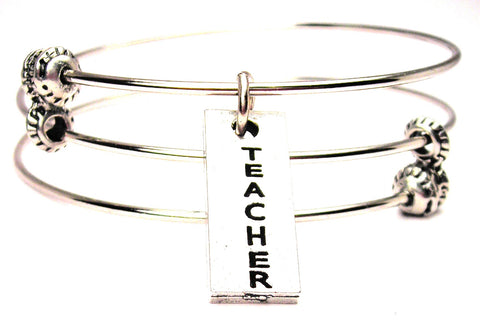 Teacher Long Tab Triple Style Expandable Bangle Bracelet