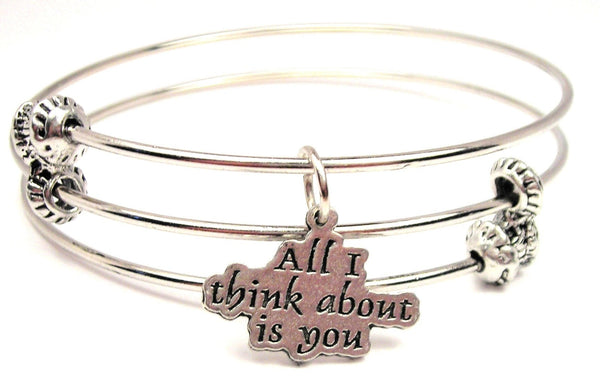 All I Think About Is You Triple Style Expandable Bangle Bracelet