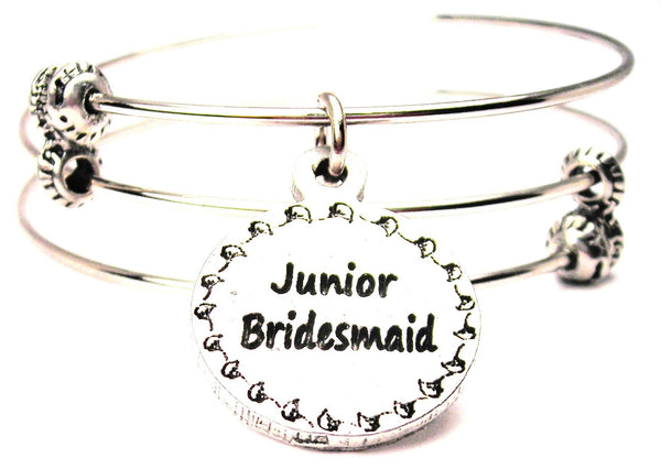Junior Bridesmaid Circle Triple Style Expandable Bangle Bracelet