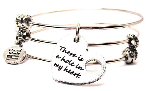 There Is A Hole In My Heart Triple Style Expandable Bangle Bracelet