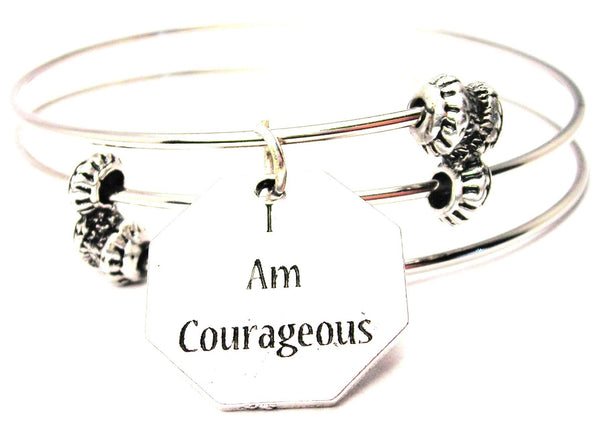 I Am Courageous Triple Style Expandable Bangle Bracelet