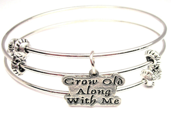 Grow Old Along With Me Triple Style Expandable Bangle Bracelet