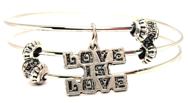 Love Is Love Triple Style Expandable Bangle Bracelet