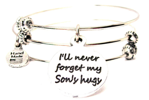 Ill Never Forget My Sons Hugs Triple Style Expandable Bangle Bracelet