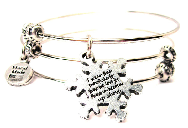 I Wear This Snowflake To Show My Love For Those In Heaven Above Triple Style Expandable Bangle Bracelet