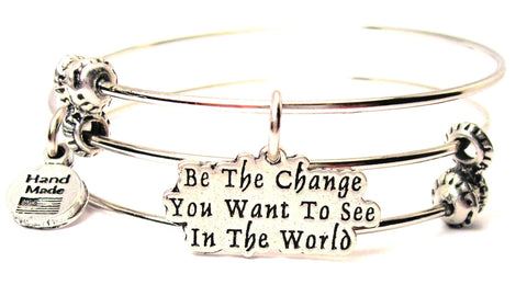 Be The Change You Want To See In The World Triple Style Expandable Bangle Bracelet