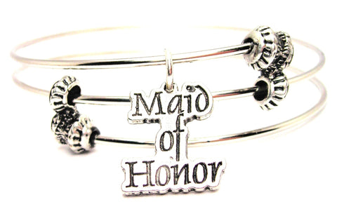 Maid Of Honor Triple Style Expandable Bangle Bracelet
