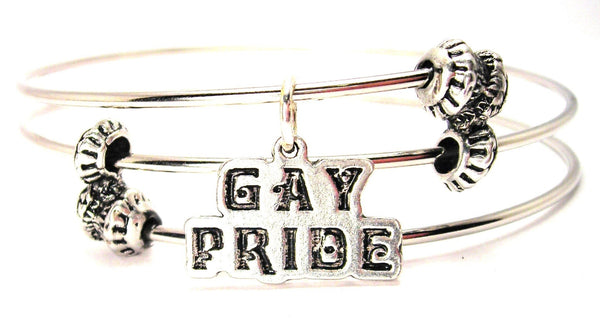 Gay Pride Triple Style Expandable Bangle Bracelet