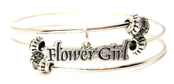 Flower Girl Triple Style Expandable Bangle Bracelet