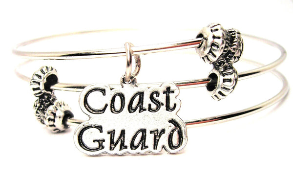 Coast Guard Stylized Triple Style Expandable Bangle Bracelet