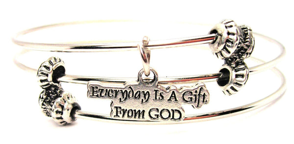Everyday Is A Gift From God Triple Style Expandable Bangle Bracelet