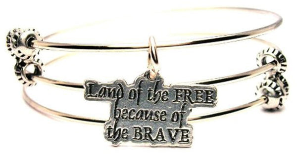 Land Of The Free Because Of The Brave Triple Style Expandable Bangle Bracelet