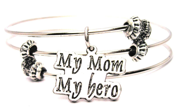 My Mom My Hero Triple Style Expandable Bangle Bracelet
