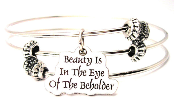 Beauty Is In The Eye Of The Beholder Triple Style Expandable Bangle Bracelet