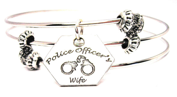 Police Officers Wife Triple Style Expandable Bangle Bracelet