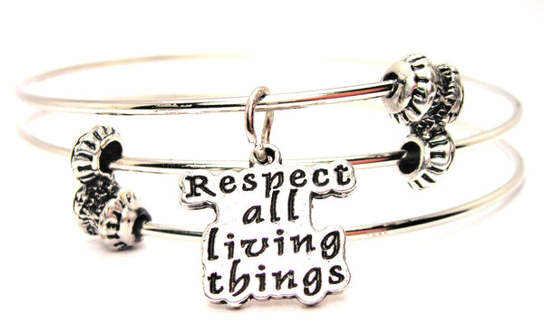 Respect All Living Things Triple Style Expandable Bangle Bracelet
