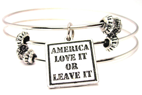 America Love It Or Leave It Triple Style Expandable Bangle Bracelet
