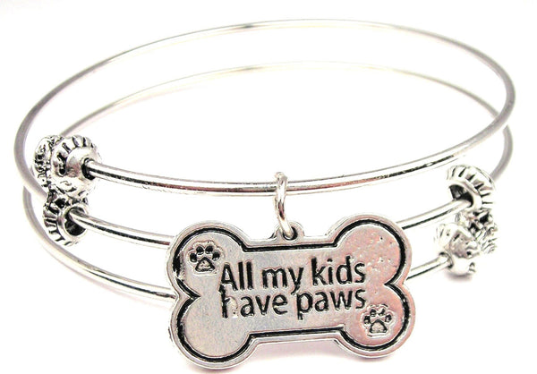 All My Kids Have Paws Triple Style Expandable Bangle Bracelet