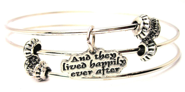 And They Lived Happily Ever After Triple Style Expandable Bangle Bracelet
