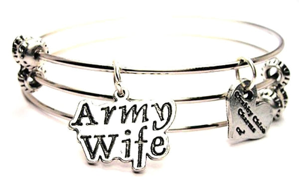 Army Wife Stylized Triple Style Expandable Bangle Bracelet
