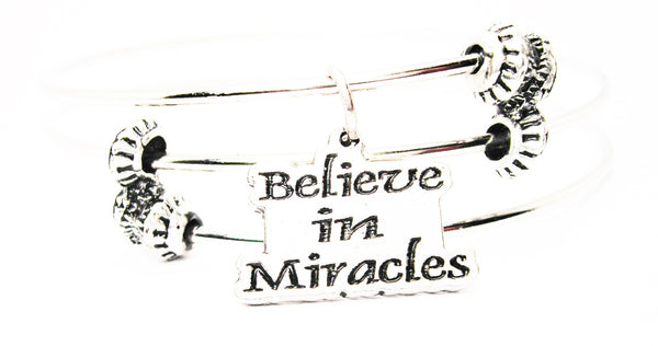 Believe In Miracles Triple Style Expandable Bangle Bracelet