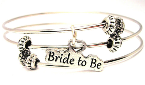 Bride To Be Triple Style Expandable Bangle Bracelet