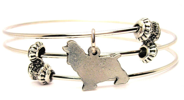 Cocker Spaniel Silhouette Triple Style Expandable Bangle Bracelet