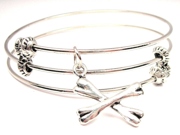 Crossbones Triple Style Expandable Bangle Bracelet