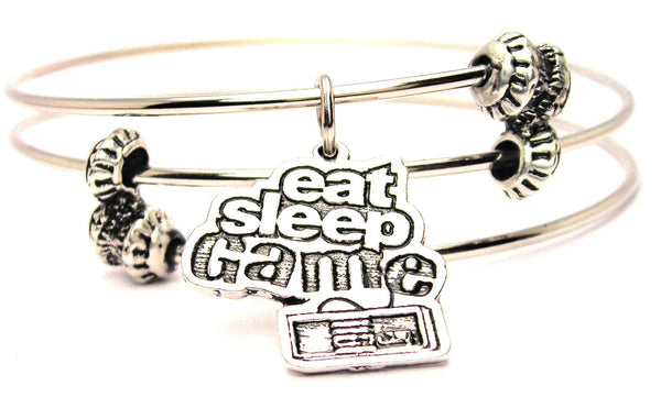 Eat Sleep Game Triple Style Expandable Bangle Bracelet