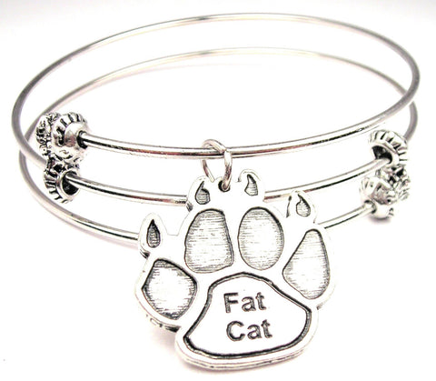 Fat Cat Paw Print Triple Style Expandable Bangle Bracelet