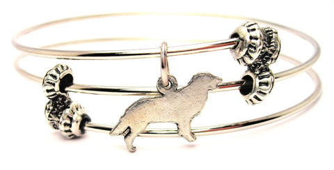 Golden Retriever Silhouette Triple Style Expandable Bangle Bracelet