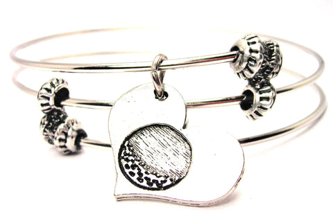 Golf Ball In Your Heart Triple Style Expandable Bangle Bracelet