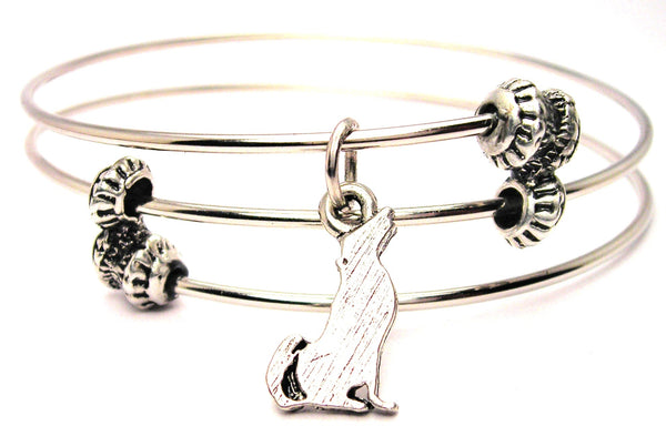 Wolf Silhouette Triple Style Expandable Bangle Bracelet